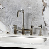 Kaiser Two-Handle 4-Hole Deck Mount Bridge Kitchen Faucet with Brass Side Sprayer