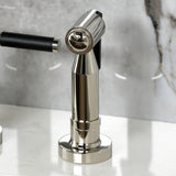 Kaiser Two-Handle 4-Hole Deck Mount Bridge Kitchen Faucet with Brass Side Sprayer