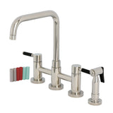 Kaiser Two-Handle 4-Hole Deck Mount Bridge Kitchen Faucet with Brass Side Sprayer