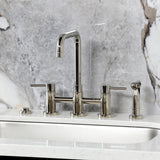 Concord Two-Handle 4-Hole Deck Mount Bridge Kitchen Faucet with Brass Side Sprayer