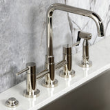 Concord Two-Handle 4-Hole Deck Mount Bridge Kitchen Faucet with Brass Side Sprayer