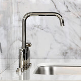 Concord Two-Handle 4-Hole Deck Mount Bridge Kitchen Faucet with Brass Side Sprayer