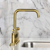 Kaiser Two-Handle 4-Hole Deck Mount Bridge Kitchen Faucet with Brass Side Sprayer