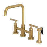 Manhattan Two-Handle 4-Hole Deck Mount Bridge Kitchen Faucet with Brass Side Sprayer