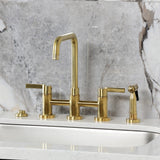 Continental Two-Handle 4-Hole Deck Mount Bridge Kitchen Faucet with Brass Side Sprayer