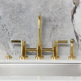 Continental Two-Handle 4-Hole Deck Mount Bridge Kitchen Faucet with Brass Side Sprayer