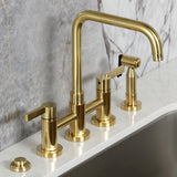 Continental Two-Handle 4-Hole Deck Mount Bridge Kitchen Faucet with Brass Side Sprayer