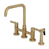 Continental Two-Handle 4-Hole Deck Mount Bridge Kitchen Faucet with Brass Side Sprayer