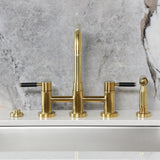 Kaiser Two-Handle 4-Hole Deck Mount Bridge Kitchen Faucet with Brass Side Sprayer