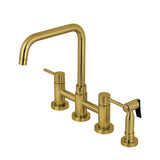 Concord Two-Handle 4-Hole Deck Mount Bridge Kitchen Faucet with Brass Side Sprayer