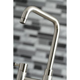 Kaiser Two-Handle 4-Hole Deck Mount Bridge Kitchen Faucet with Brass Side Sprayer