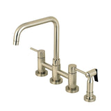 Concord Two-Handle 4-Hole Deck Mount Bridge Kitchen Faucet with Brass Side Sprayer