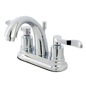 Double-Handle 3-Hole Deck Mount 4-Inch Centerset Bathroom Faucet with Brass Pop-Up