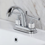 Convergent Two-Handle 3-Hole Deck Mount 4" Centerset Bathroom Faucet with Knurled Handle and Brass Pop-Up Drain