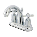 Millennium Double-Handle 3-Hole Deck Mount 4-Inch Centerset Bathroom Faucet with Brass Pop-Up