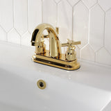 Elinvar Double-Handle 3-Hole Deck Mount 4-Inch Centerset Bathroom Faucet with Brass Pop-Up