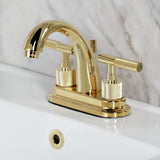 Convergent Two-Handle 3-Hole Deck Mount 4" Centerset Bathroom Faucet with Knurled Handle and Brass Pop-Up Drain