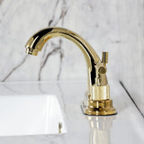 Convergent Two-Handle 3-Hole Deck Mount 4" Centerset Bathroom Faucet with Knurled Handle and Brass Pop-Up Drain