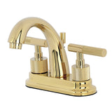 Convergent Two-Handle 3-Hole Deck Mount 4" Centerset Bathroom Faucet with Knurled Handle and Brass Pop-Up Drain