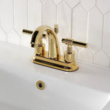 Milano Double-Handle 3-Hole Deck Mount 4-Inch Centerset Bathroom Faucet with Brass Pop-Up