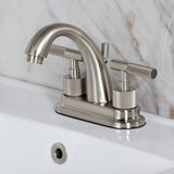 Convergent Two-Handle 3-Hole Deck Mount 4" Centerset Bathroom Faucet with Knurled Handle and Brass Pop-Up Drain