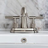 Convergent Two-Handle 3-Hole Deck Mount 4" Centerset Bathroom Faucet with Knurled Handle and Brass Pop-Up Drain