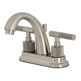 Convergent Two-Handle 3-Hole Deck Mount 4" Centerset Bathroom Faucet with Knurled Handle and Brass Pop-Up Drain