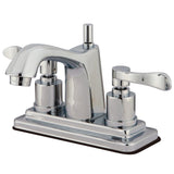 Double-Handle 3-Hole Deck Mount 4-Inch Centerset Bathroom Faucet with Brass Pop-Up