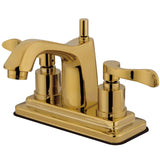 Double-Handle 3-Hole Deck Mount 4-Inch Centerset Bathroom Faucet with Brass Pop-Up