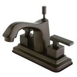 Executive Double-Handle 3-Hole Deck Mount 4-Inch Centerset Bathroom Faucet with Brass Pop-Up