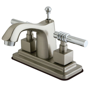 Milano Double-Handle 3-Hole Deck Mount 4-Inch Centerset Bathroom Faucet with Brass Pop-Up