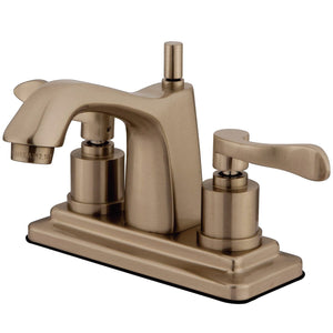 Double-Handle 3-Hole Deck Mount 4-Inch Centerset Bathroom Faucet with Brass Pop-Up