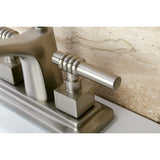 Milano Double-Handle 3-Hole Deck Mount 4-Inch Centerset Bathroom Faucet with Brass Pop-Up