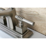 Milano Double-Handle 3-Hole Deck Mount 4-Inch Centerset Bathroom Faucet with Brass Pop-Up