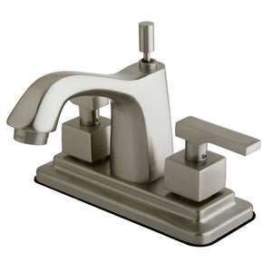 Executive Double-Handle 3-Hole Deck Mount 4-Inch Centerset Bathroom Faucet with Brass Pop-Up