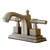 Milano Double-Handle 3-Hole Deck Mount 4-Inch Centerset Bathroom Faucet with Brass Pop-Up