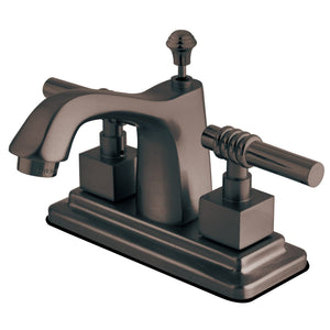 Milano Double-Handle 3-Hole Deck Mount 4-Inch Centerset Bathroom Faucet with Brass Pop-Up