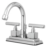 Claremont Double-Handle 3-Hole Deck Mount 4-Inch Centerset Bathroom Faucet with Brass Pop-Up