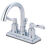 NuWave Double-Handle 3-Hole Deck Mount 4-Inch Centerset Bathroom Faucet with Brass Pop-Up