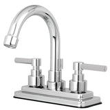 Elinvar Double-Handle 3-Hole Deck Mount 4-Inch Centerset Bathroom Faucet with Brass Pop-Up