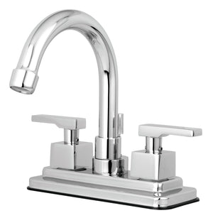 Executive Double-Handle 3-Hole Deck Mount 4-Inch Centerset Bathroom Faucet with Brass Pop-Up