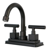 Claremont Double-Handle 3-Hole Deck Mount 4-Inch Centerset Bathroom Faucet with Brass Pop-Up