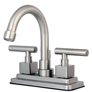 Claremont Double-Handle 3-Hole Deck Mount 4-Inch Centerset Bathroom Faucet with Brass Pop-Up