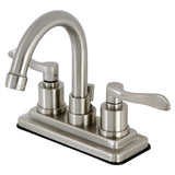 NuWave Double-Handle 3-Hole Deck Mount 4-Inch Centerset Bathroom Faucet with Brass Pop-Up