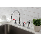 Kaiser Widespread Kitchen Faucet with Brass Sprayer