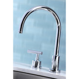 Manhattan Two-Handle 4-Hole Deck Mount Widespread Kitchen Faucet with Plastic Sprayer