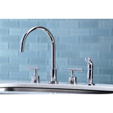 Manhattan Two-Handle 4-Hole Deck Mount Widespread Kitchen Faucet with Plastic Sprayer