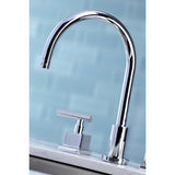 Claremont Two-Handle 4-Hole Deck Mount Widespread Kitchen Faucet with Plastic Sprayer