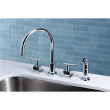 Claremont Two-Handle 4-Hole Deck Mount Widespread Kitchen Faucet with Plastic Sprayer