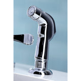 Two-Handle 4-Hole Deck Mount Widespread Kitchen Faucet with Plastic Sprayer